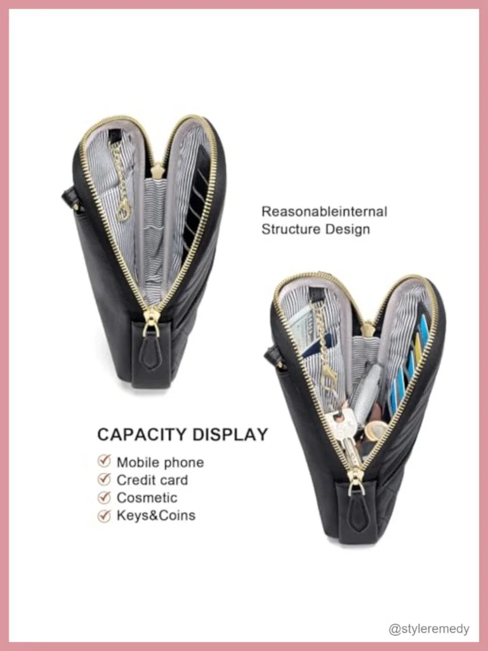 Vegan Leather Quilted Crossbody Bag with RFID Blocking Card Slots